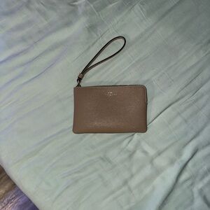 Coach Tan Gold Wristlet Clutch